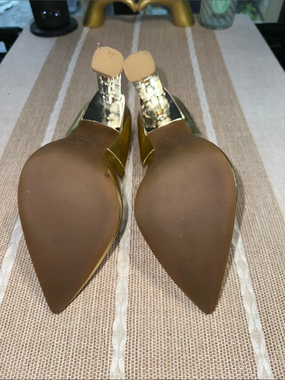 Katy Perry Collections Metallic Gold Pointed Toe Pumps